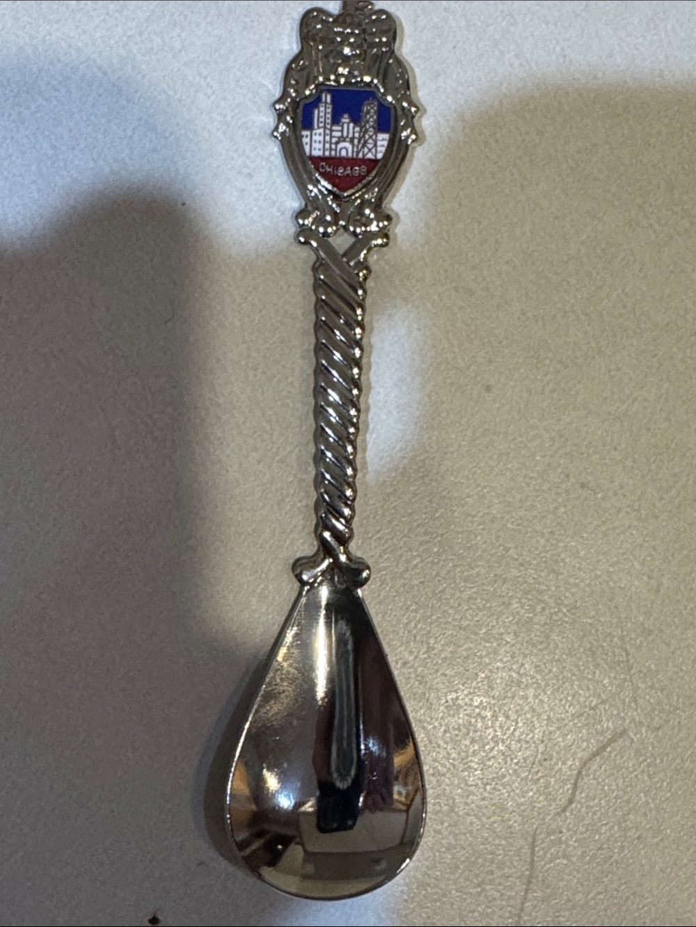 Silver Chicago Souvenir Decorative Spoon - City Crest Accent